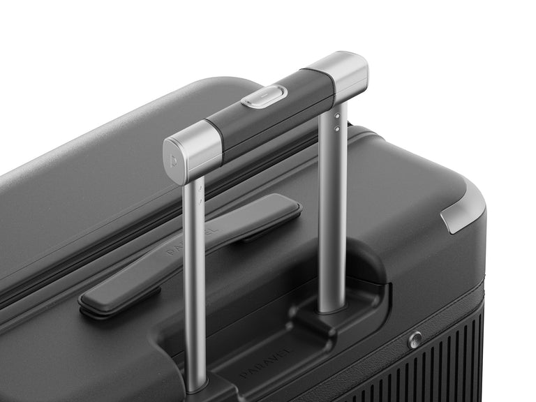 a close up of a black suitcase
