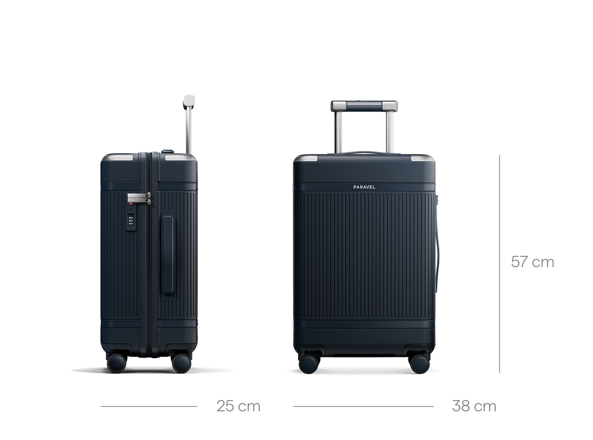 a side and side view of a suitcase
