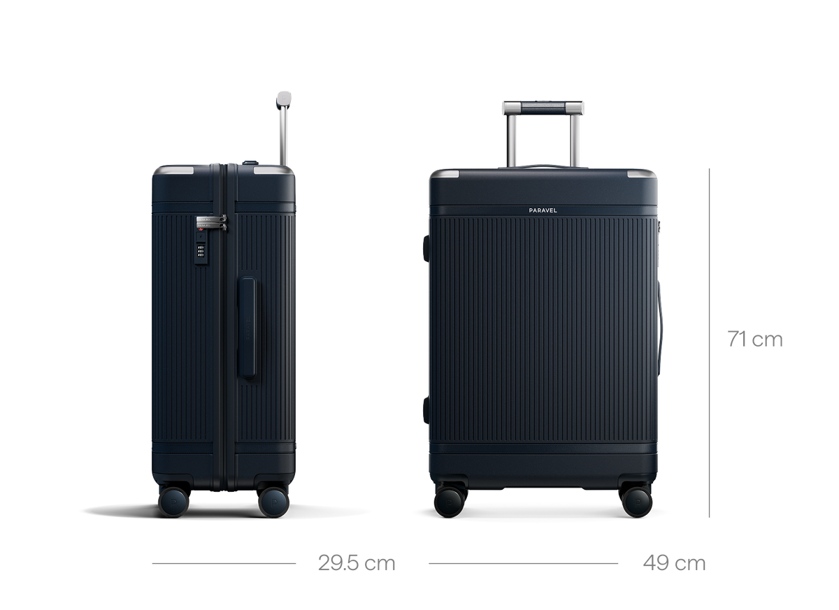 a side and side view of a suitcase