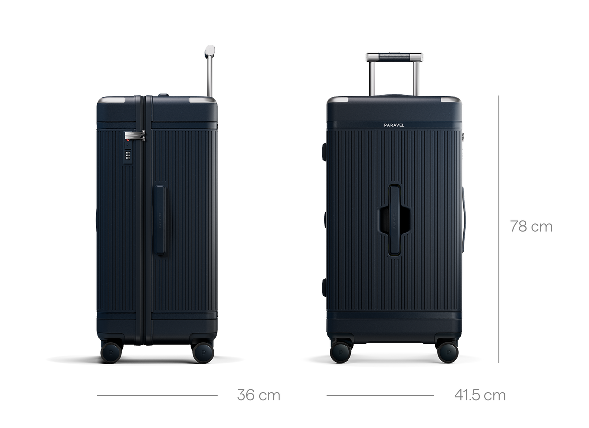a side and side view of a suitcase